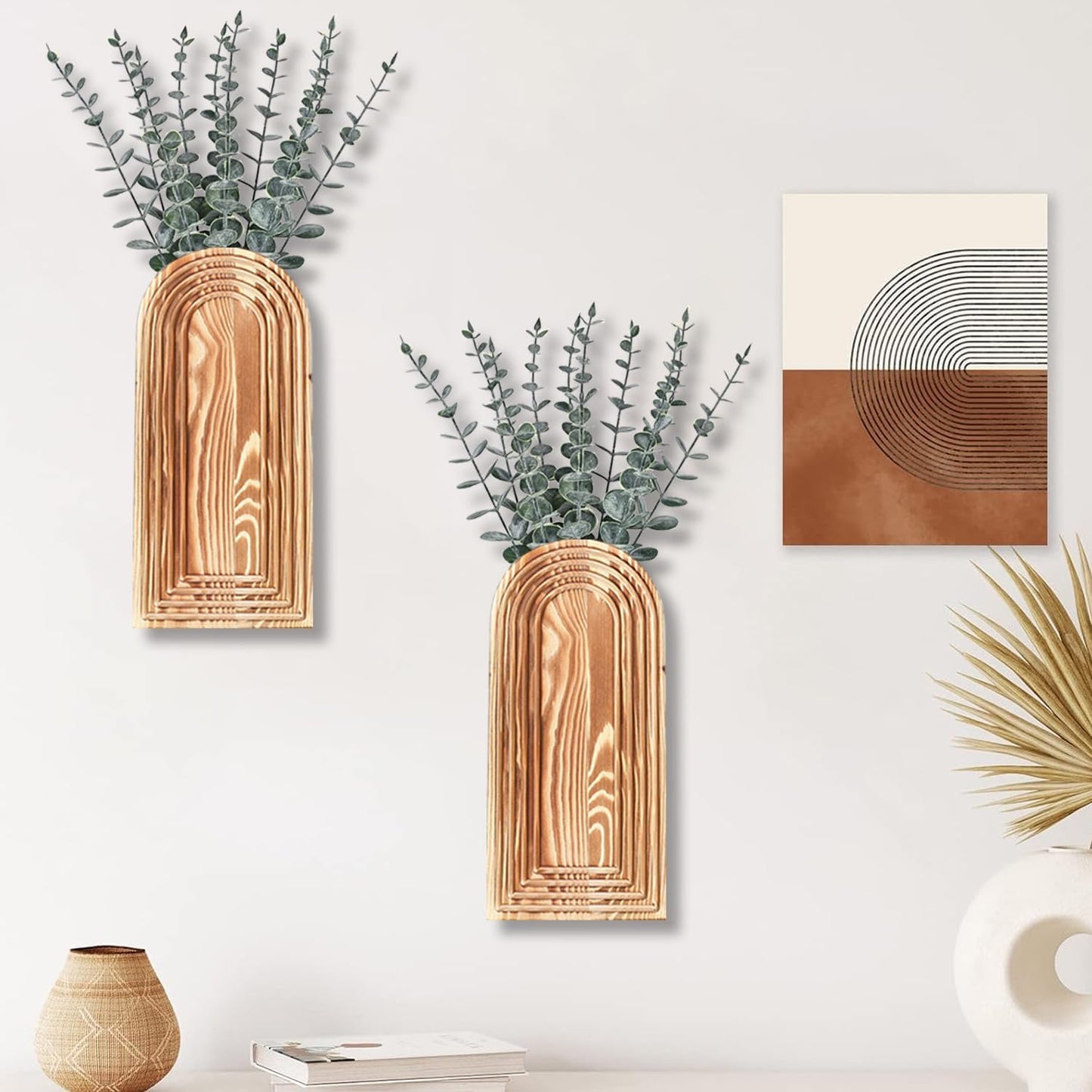 Wooden Wall Vase Set