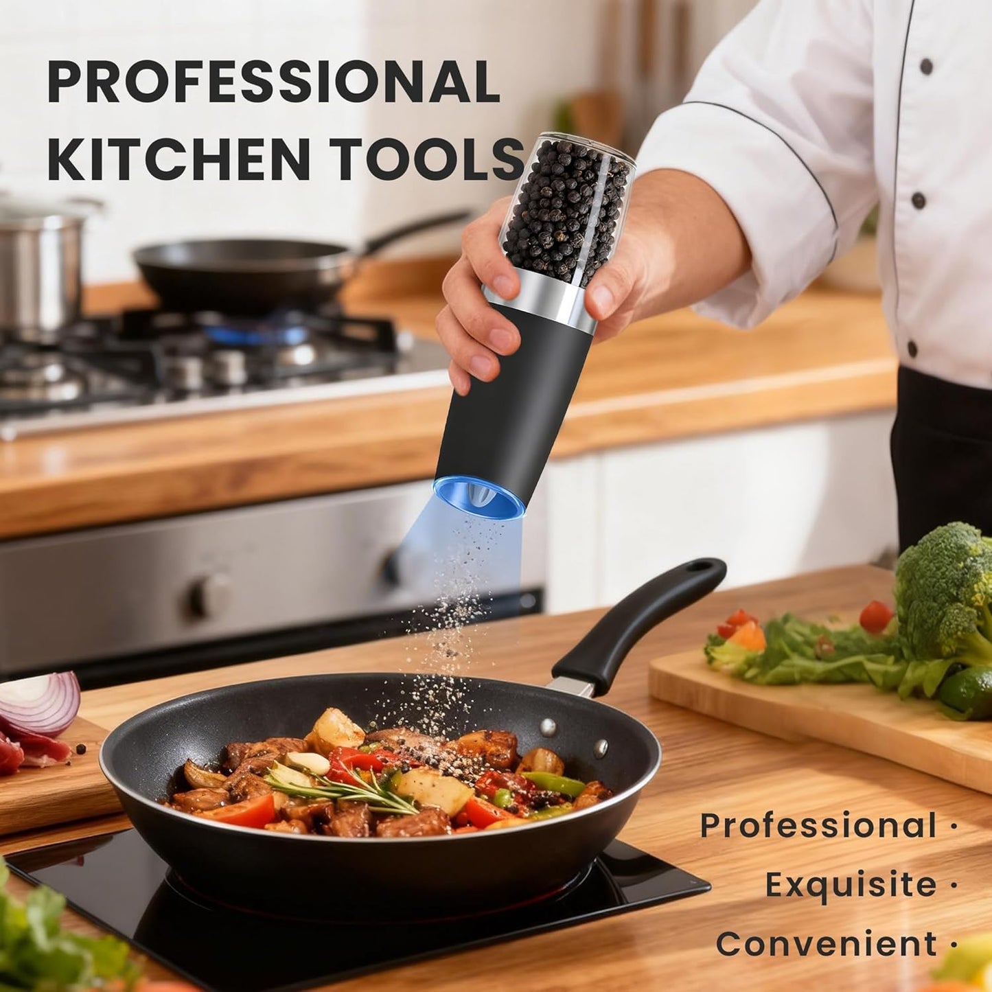 UNNEES Gravity Electric Salt and Pepper Grinder set