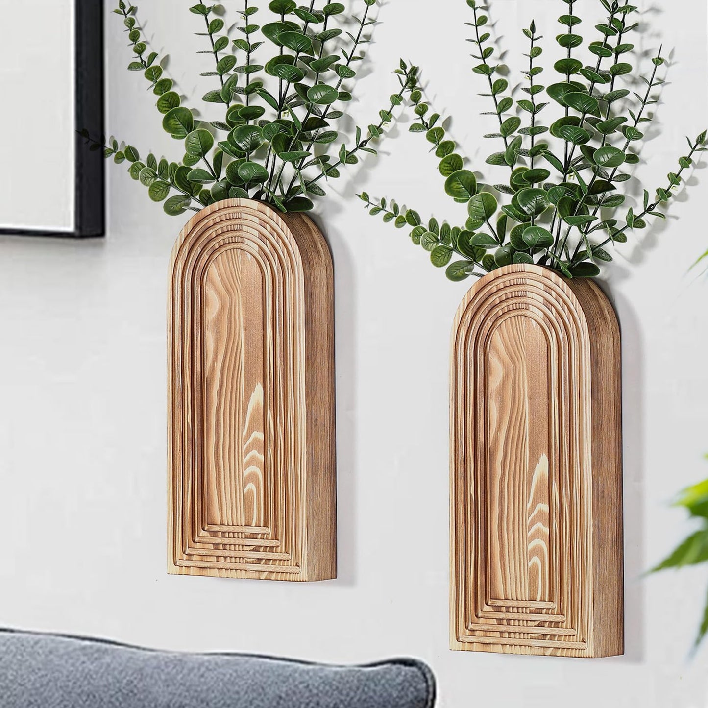Wooden Wall Vase Set